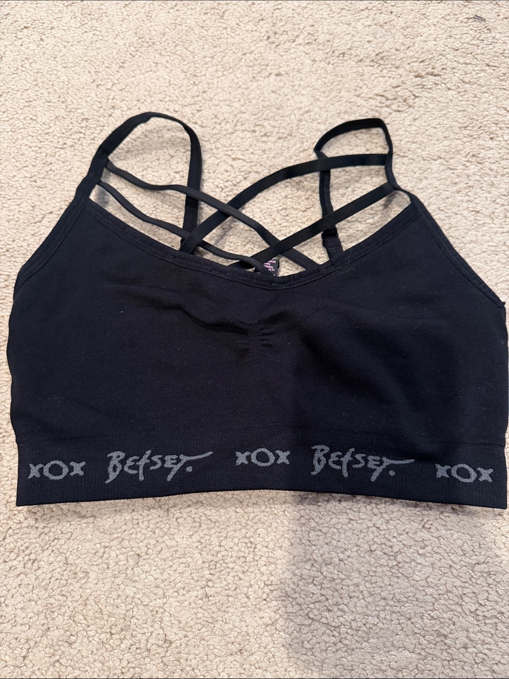 Betsey Johnson Black performance Strappy Bralette Sz small